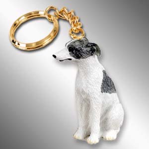 DTK92C Whippet, Gray & White Keychain