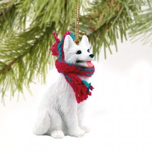 DTX08C German Shepherd, White Christmas Ornament