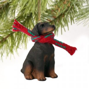 DTX101B Doberman, Red, Uncropped Christmas Ornament