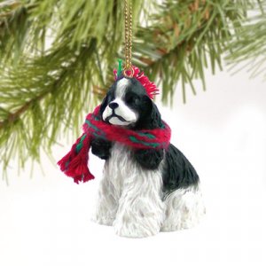 DTX15E Cocker Spaniel, Black & White Christmas Ornament
