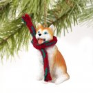 DTX17C Husky, Red & White, Blue Eyes Christmas Ornament