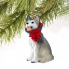 DTX17D Husky, Gray & White, Brown Eyes Christmas Ornament