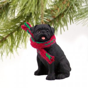 DTX18B Pug, Black Christmas Ornament