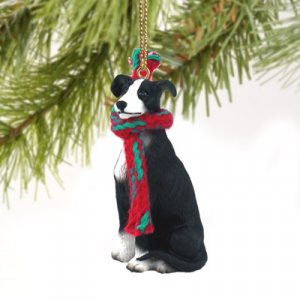 DTX54A Greyhound, Black & White Christmas Ornament