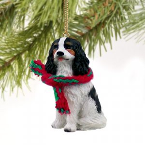 DTX80B Cavalier King Charles, Black & White Christmas Ornament