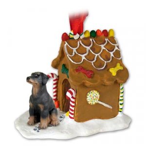 GBHD101A Doberman, Black, Uncropped Ginger Bread House