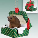 GGBA01 Brown Bear Green Gift Box Ornament