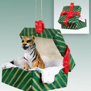 GGBA11A Tiger Green Gift Box Ornament