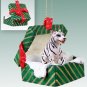 GGBA11B Tiger, White Green Gift Box Ornament