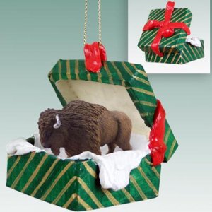 GGBA17 Buffalo  Green Gift Box Ornament