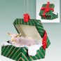 GGBA45 Goat, White Green Gift Box Ornament