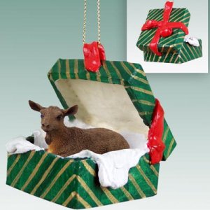 GGBA46 Goat, Brown Green Gift Box Ornament
