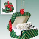 GGBA49 Sheep, White Green Gift Box Ornament