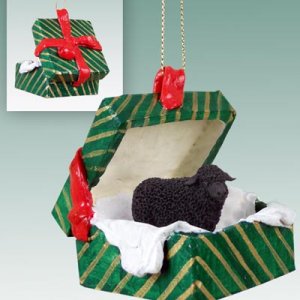 GGBA50 Sheep, Black Green Gift Box Ornament