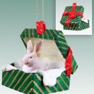 GGBA51 Rabbit, White Green Gift Box Ornament