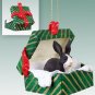 GGBA52 Rabbit, Black & White Green Gift Box Ornament