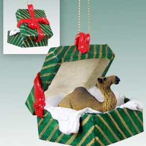 GGBA67 Camel, Dromedary Green Gift Box Ornament