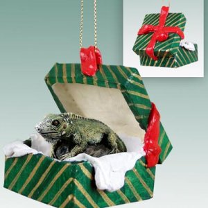 GGBA71 Iguana Green Gift Box Ornament