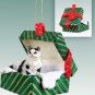 GGBC02 Shorthair Black & White Tabby Green Gift Box Ornament