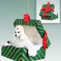 GGBD01A Poodle, White Green Gift Box Ornament