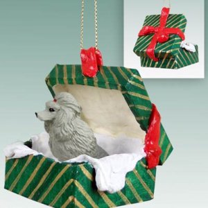 GGBD01B Poodle, Gray Green Gift Box Ornament