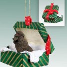 GGBD01E Poodle, Chocolate Green Gift Box Ornament