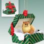 GGBD03A Pomeranian, Red Green Gift Box Ornament