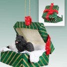 GGBD03B Pomeranian, Black  Green Gift Box Ornament