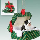 GGBD05B Bulldog, Brindle Green Gift Box Ornament