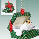 GGBD05C Bulldog, White Green Gift Box Ornament