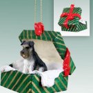 GGBD103B Schnauzer, Gray, Uncropped Green Gift Box Ornament