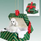 GGBD104A Poodle, White, Sport cut Green Gift Box Ornament
