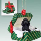 GGBD104D Poodle, Black, Sport cut Green Gift Box Ornament