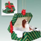 GGBD110B Japanese Chin, Brown & White Green Gift Box Ornament