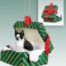 GGBD12 Boston Terrier Green Gift Box Ornament