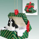 GGBD15E Cocker Spaniel, Black & White Green Gift Box Ornament