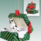 GGBD16C Great Dane, Harlequin Green Gift Box Ornament