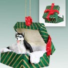 GGBD17A Husky, Black & White, Blue Eyes Green Gift Box Ornament