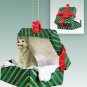 GGBD17D Husky, Gray & White, Brown Eyes Green Gift Box Ornament