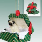 GGBD18A Pug, Fawn Green Gift Box Ornament