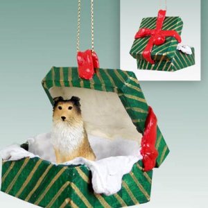 GGBD20A Sheltie, Sable Green Gift Box Ornament