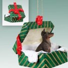 GGBD25B Doberman, Red Green Gift Box Ornament