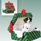 GGBD27A Brittany, Liver & White Green Gift Box Ornament