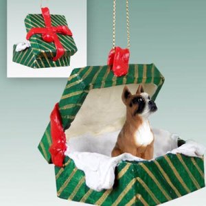 GGBD33A Boxer Green Gift Box Ornament