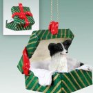 GGBD47B Papillon, Black & White Green Gift Box Ornament