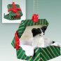 GGBD47B Papillon, Black & White Green Gift Box Ornament