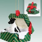 GGBD50B Fox Terrier, Black & White Green Gift Box Ornament