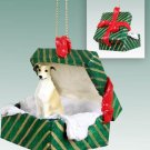 GGBD54D Greyhound, Tan & White Green Gift Box Ornament
