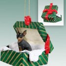 GGBD57A Min Pin, Tan & Black Green Gift Box Ornament