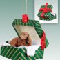 GGBD60A Dachshund, Longhaired, Red Green Gift Box Ornament